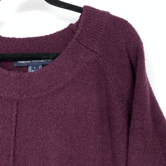 French Connection Oversized Sweater Seamed Front Womens Size L Purple Burgundy - Picture 3 of 6